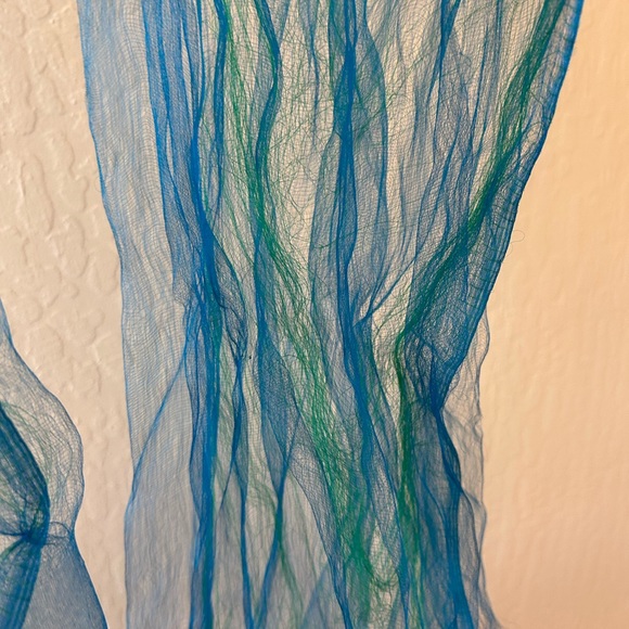 Vibrant Blue & Green Silk Wrap Scarf - Picture 9 of 10